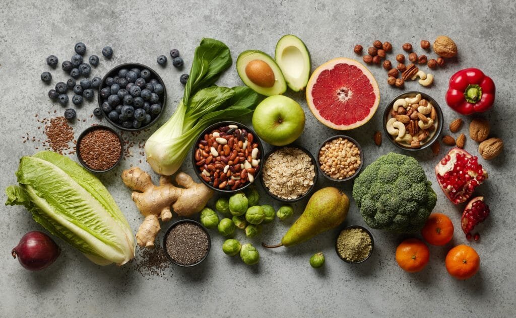 10 Healthy Foods You Can Find in Iceland various,fresh,products,for,healthy,diet,on,grey,kitchen,table,