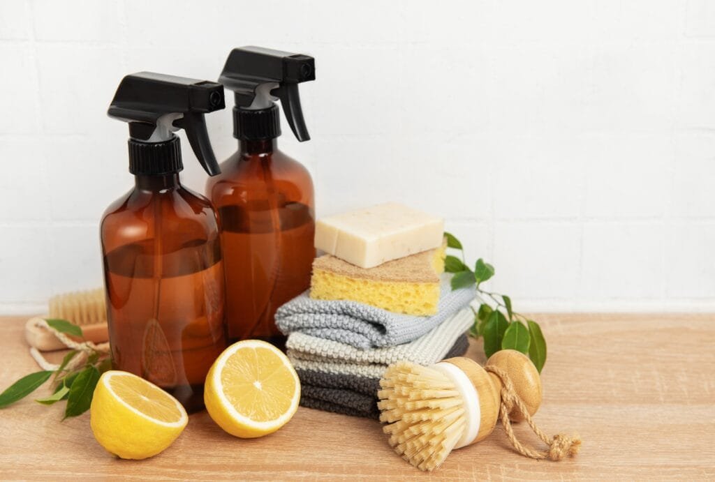 Natural Cleaning Secrets for a Healthier Home natural,cleaning,products,,lemon,,and,reusable,cloths,create,a,sustainable